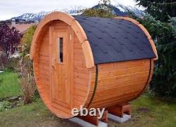 1,7m long Barrel Sauna (Ø 1.97 m) with Electric Heater