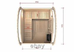 1,7m long Barrel Sauna (Ø 1.97 m) with Electric Heater