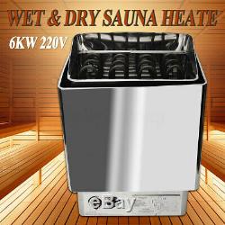 220V-380V 6KW Sauna Heater Stove Wet & Dry Stainless Steel External Control US