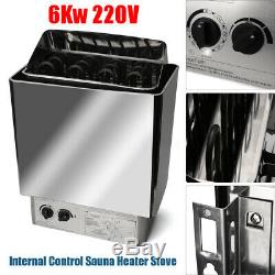 220V-380V 6KW Sauna Heater Stove Wet & Dry Stainless Steel External Control US