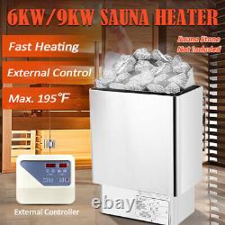 220V Sauna Heater Electric Stove 6kW-9kW With-Wall Digital Panel MAX. 459 cu. Ft