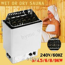 3-9KW Electric Sauna Spa Heater Stove Wet Dry Stainless Steel Internal Control