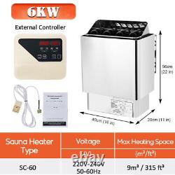 6/9KW DRY SAUNA HEATER STOVE With CON5 DIGITAL CONTROLLER 220-240V 357-459 CU. FT