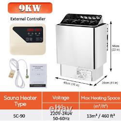 6-9KW Stainless Steel Sauna Stove Steam Room Heater for 9 -13 m³ Adjustable Temp