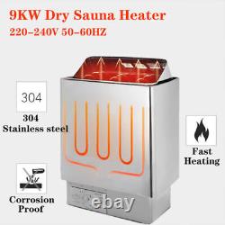 6-9KW Stainless Steel Sauna Stove Steam Room Heater for 9 -13 m³ Adjustable Temp