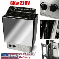 6KW 220V-380V Sauna Heater Stove Wet & Dry Stainless Steel External Control US