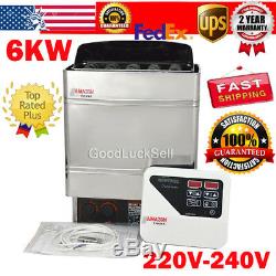 6KW Electric Wet&Dry Stainless Steel Sauna Heater Stove External Control 220V US