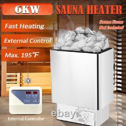 6KW Sauna Heater Stove Dry Spa Sauna System External Control Aluminum Panel USA