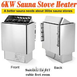 6KW Stainless Steel Sauna Heater 220V Electric Sauna Stove Kit Built-in Controls