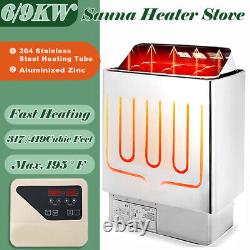 6KWith9KW SAUNA HEATER STOVE for HOME DRY SAUNA BATH SHOWER SPA @ Stainless Steel