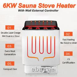 6kW Electric Sauna Heater Stove 220V With-Wall Digital Panel MAX. 319 cu. Ft