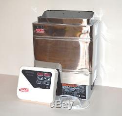 9KW 240V 450 CU. FT STAINLESS-STEEL WET or DRY SAUNA HEATER STOVE DIGITAL CONTROL