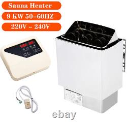 9KW Electric Sauna Stove, 220V Sauna Heater Steam Bath with Wall Control, Adjust