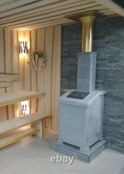 Cast Iron Wood Burning Sauna Stove Heater Grom30 in Finland Soapstone Cladding