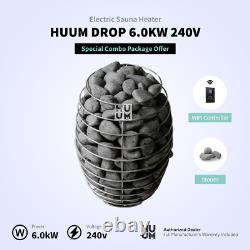 HUUM Combo -DROP Series 6.0kW Sauna Heater + Stones + UKU WIFI Glass Controller