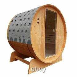 Outdoor Steam Sauna Cedar Rustic Barrel Sauna With Stove Heater 4.5 kW Wet Dry