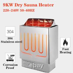 Sauna Heater 9KW Dry Steam Bath Stove 220V-240V with External Controller