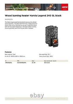 Sauna Wood Burning Stove HARVIA LEGEND 240 SL Steam Room Heater for 10 24 m³