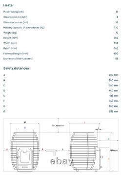 Sauna Wood Burning Stove HUUM HIVE SL17 Steam Room Heater for 8 16 m³