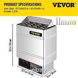 VEVOR 3KW Sauna Heater Stove Wet&Dry Stainless Steel with Internal Control