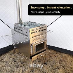 Willowybe Outdoor Sauna Hot Tent Stove, Rocket Stove Heater, Portable Camping Wo