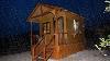 Wooden House Ra Ny Night Solo Camp Ng Camping In Heavy Ra N