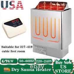 220v Sauna Heater 6/9kw Baignoire À Vapeur Sèche Sauna Heater Poêle W Contrôleur Externe