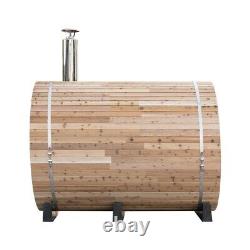 Baril de feu en bois de cèdre canadien de 6 pieds avec poêle pour sauna pour 4 personnes, chauffe-porch 71 x 95.