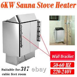 Chauffe-sauna électrique de 6KW en acier inoxydable avec poêle de sauna chaud et commandes intégrées 220V.