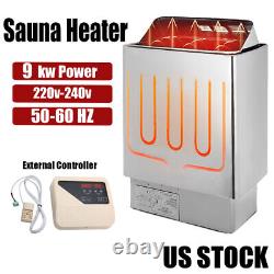 Poêle chauffante de sauna 6-9 kW 220V en acier inoxydable avec contrôle intérieur/extérieur pour la maison