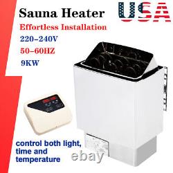 Poêle de sauna de 9 KW avec contrôleur externe pour sauna sec, capacité MAX de 459 pieds cubes.